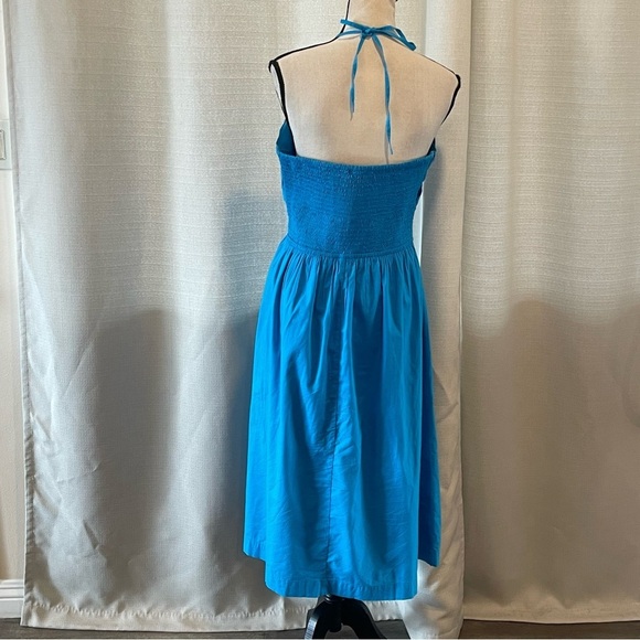 LOFT Keyhole Halter Midi Dress Turquoise NWT Sz 12 Petite - Picture 3 of 8
